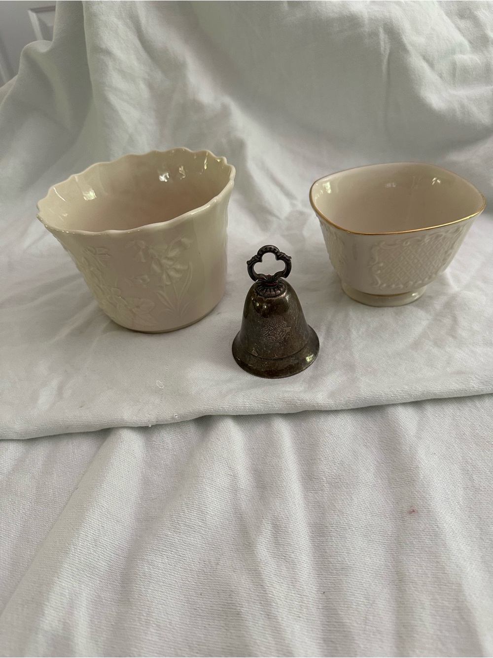 2 Lenox cups - Ivory Ceramic Bowls with Gold Trim (no bell)